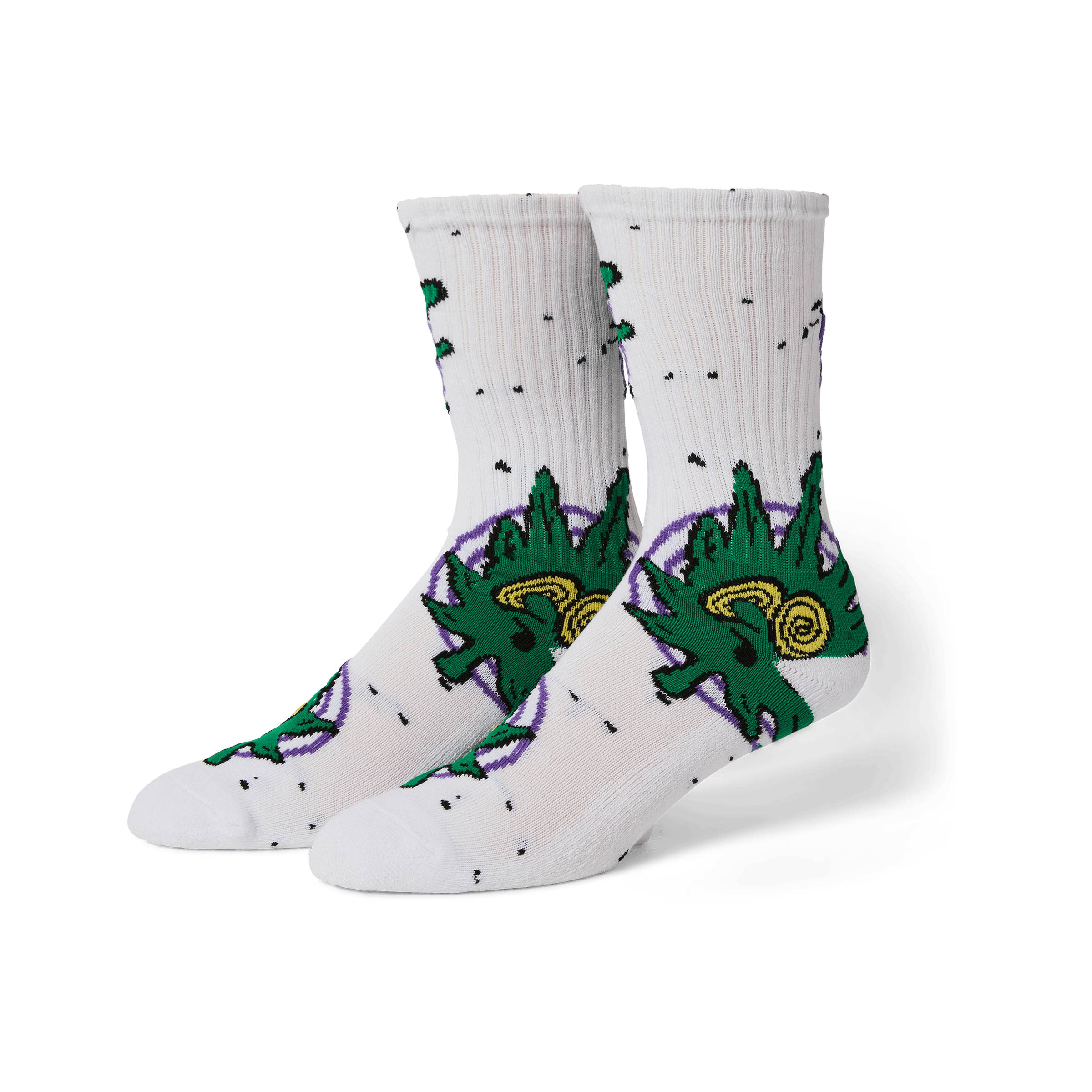 HUF Green Buddy Socken – Marihuana-Blatt-Print, Bequem Für Herren Gr. 41-47