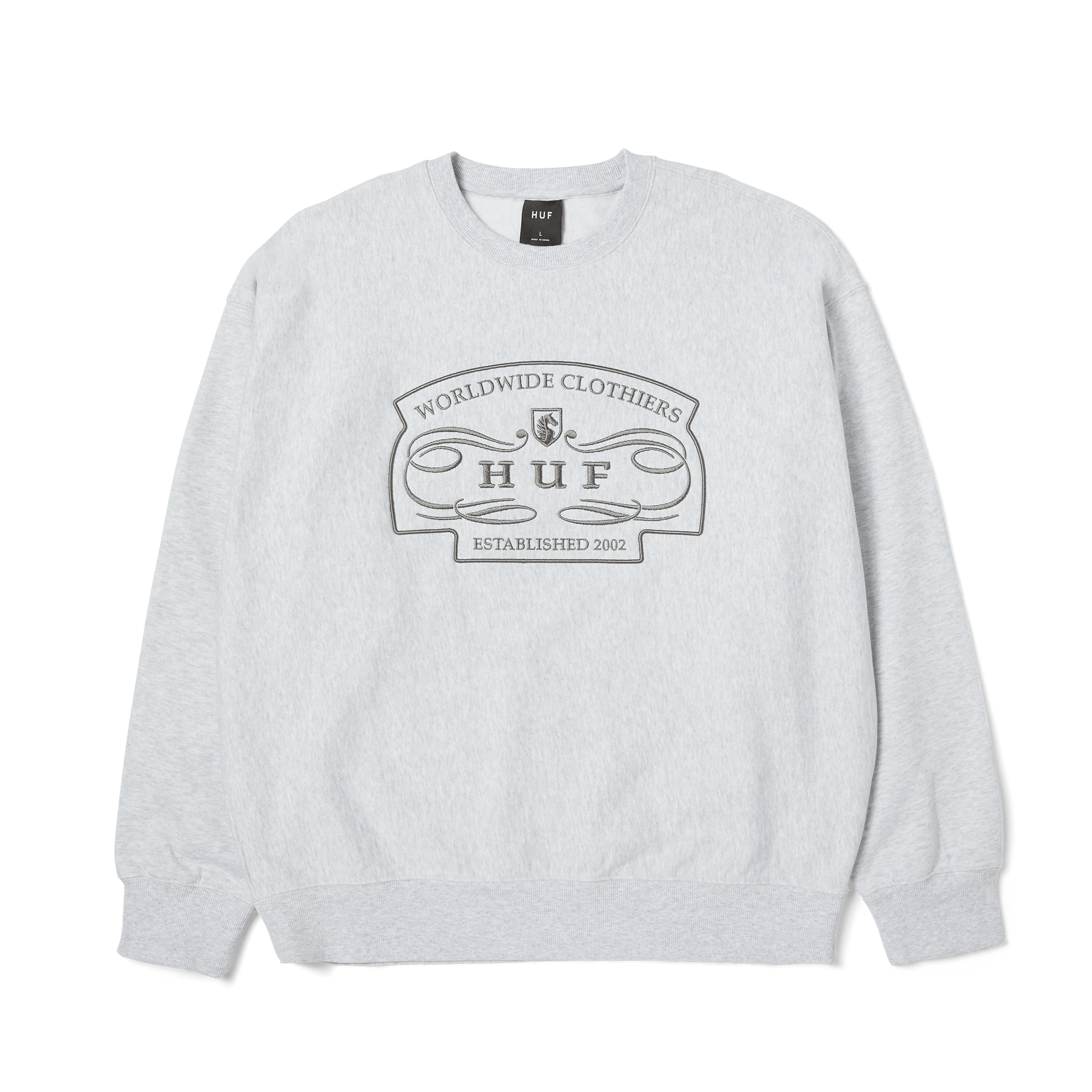 (Lサイズ)HUF WORLDWIDE CLOTHIERS SWEATER Worldwide Clothiers Crewneck Sweatshirt – HUF Worldwide