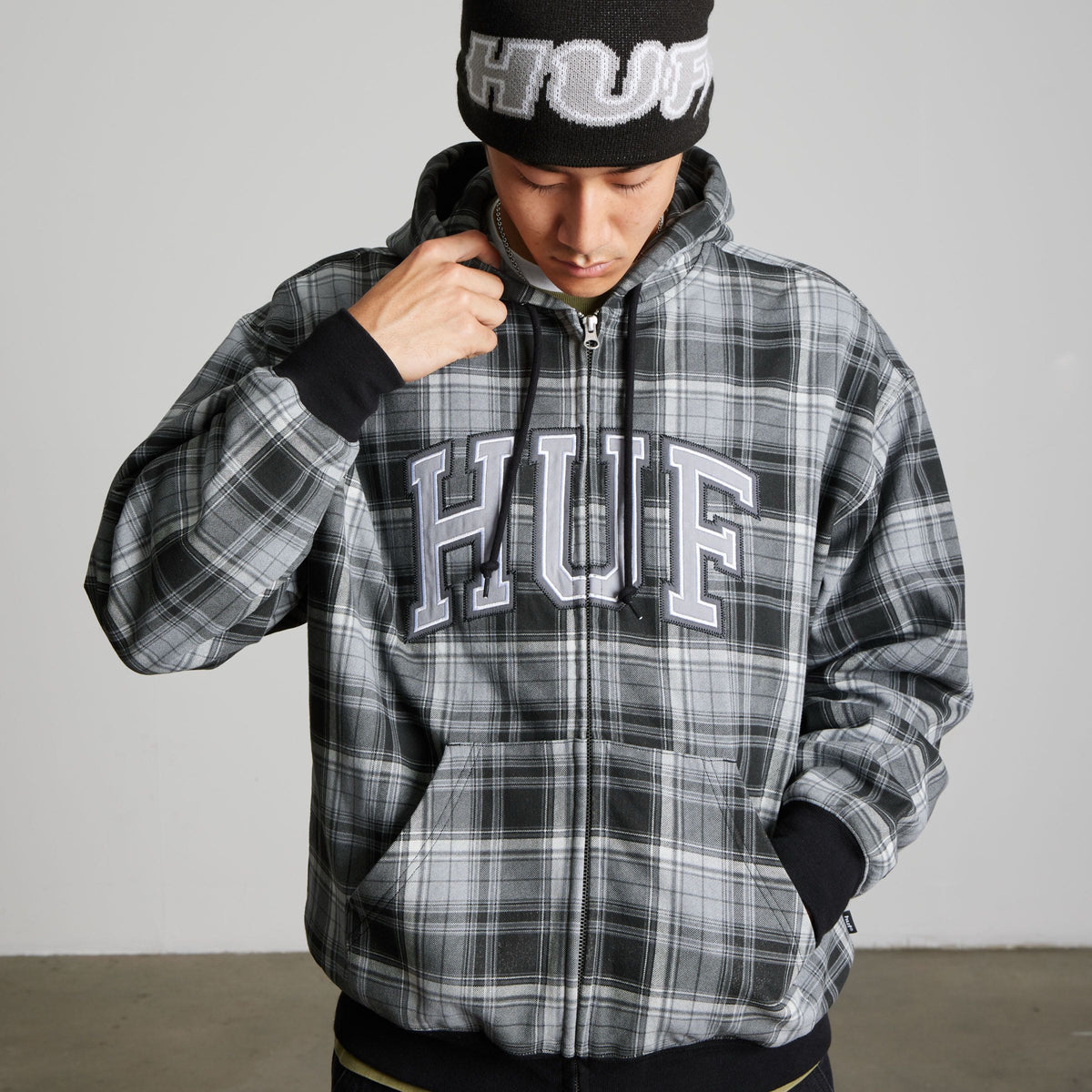 Arch Plaid Full-Zip Heavyweight Hoodie