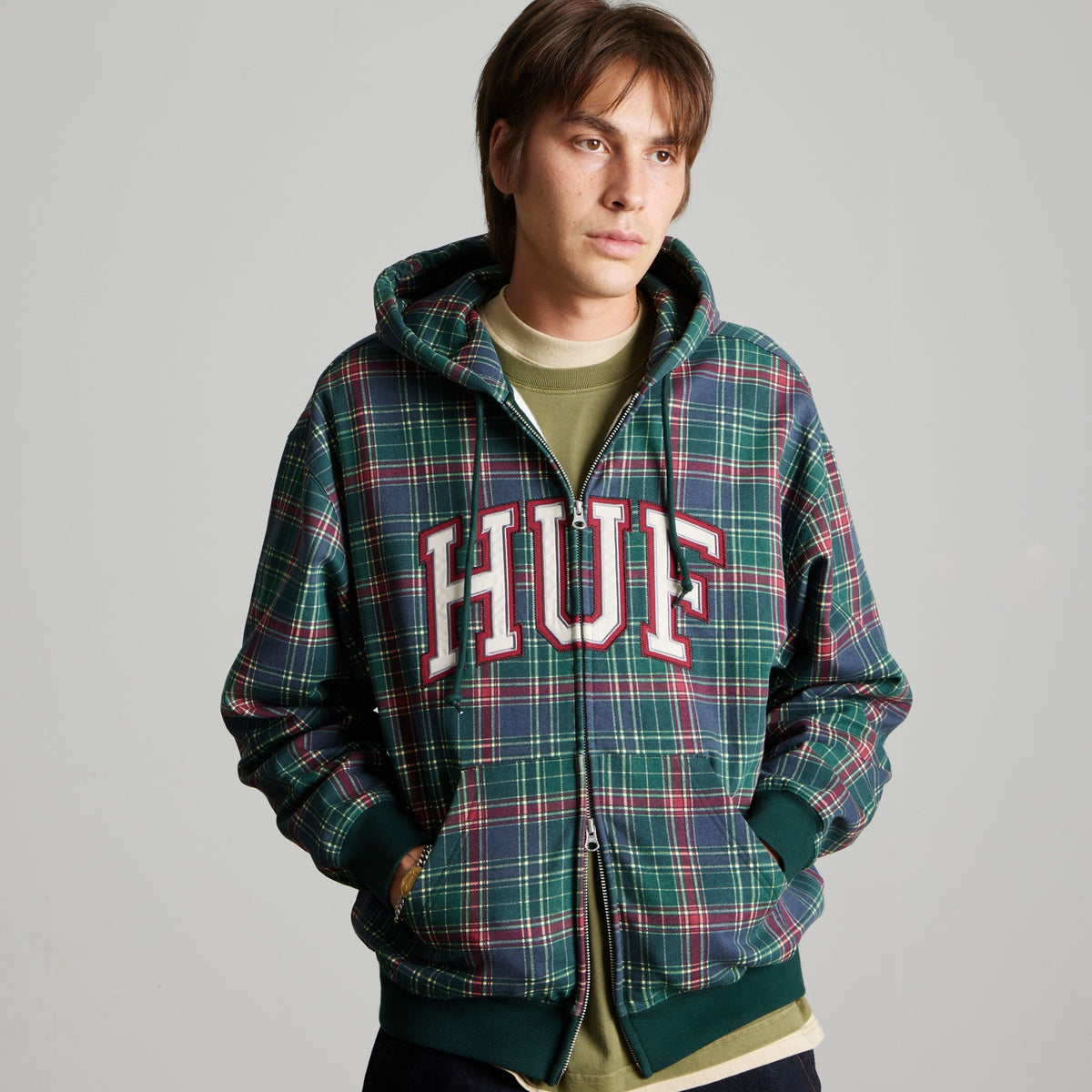 Arch Plaid Full-Zip Heavyweight Hoodie