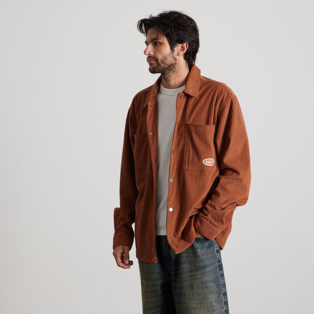 Braun Waffle Cord Overshirt