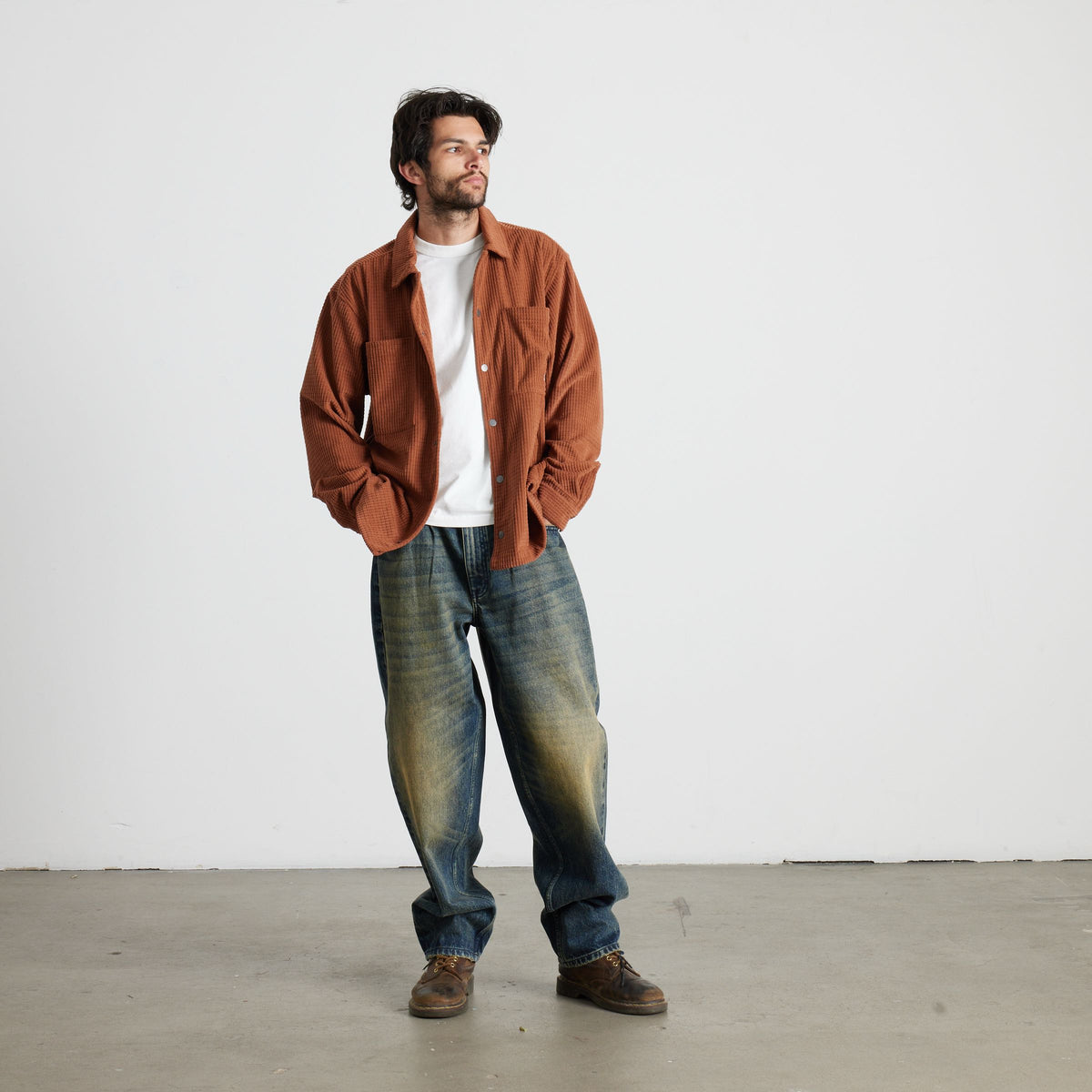 Braun Waffle Cord Overshirt