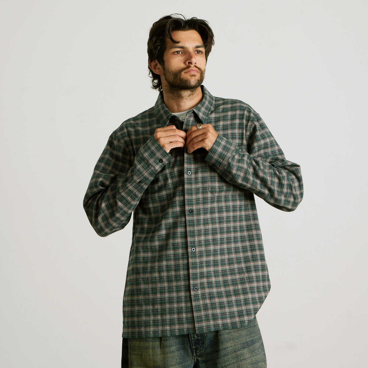 Cross Plaid Long Sleeve Shirt