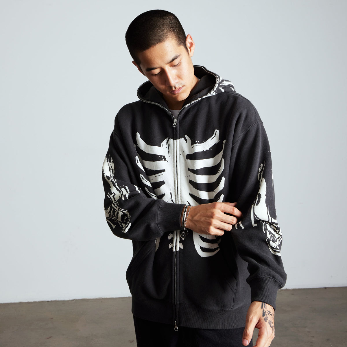 huf x Alien Facehugger Full-Zip Washed Hoodie