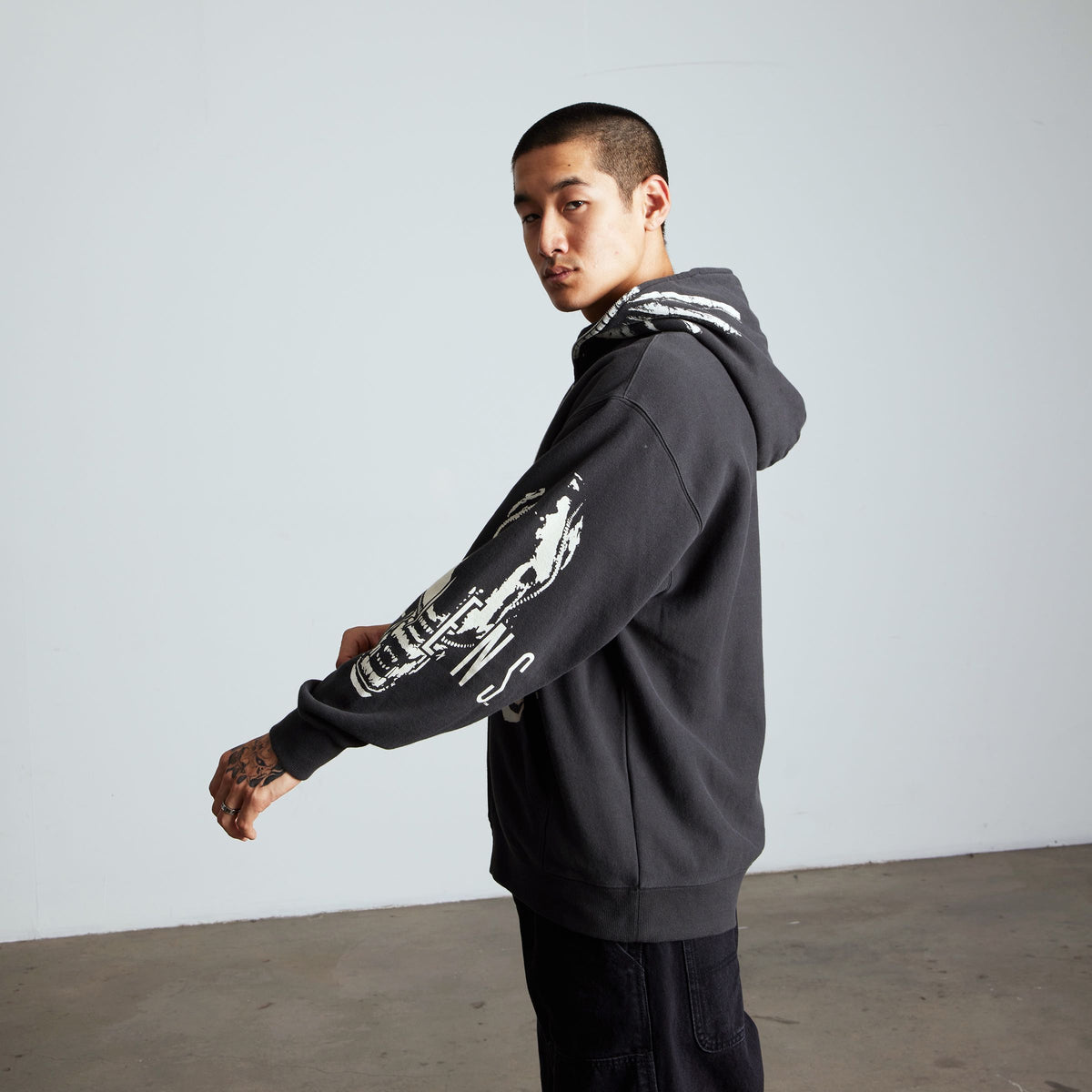 huf x Alien Facehugger Full-Zip Washed Hoodie