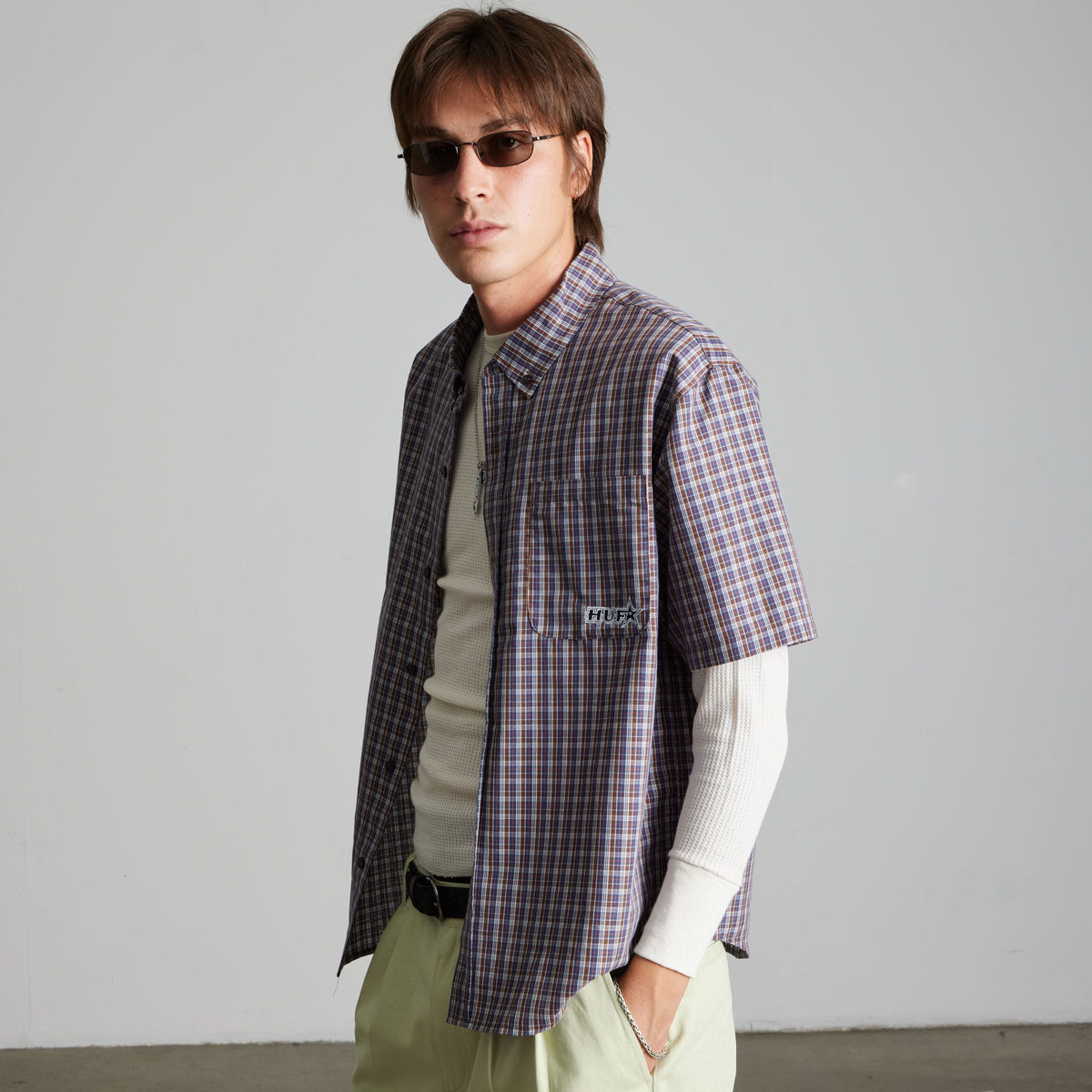 Galaxy Plaid Woven Top