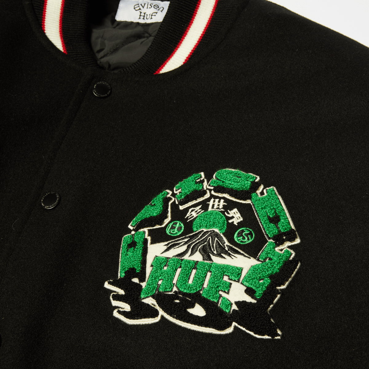 HUF x Evisen Stadium Logo Jacket – HUF Worldwide HUF x Evisen Stadium Logo Jacket – HUF Worldwide
