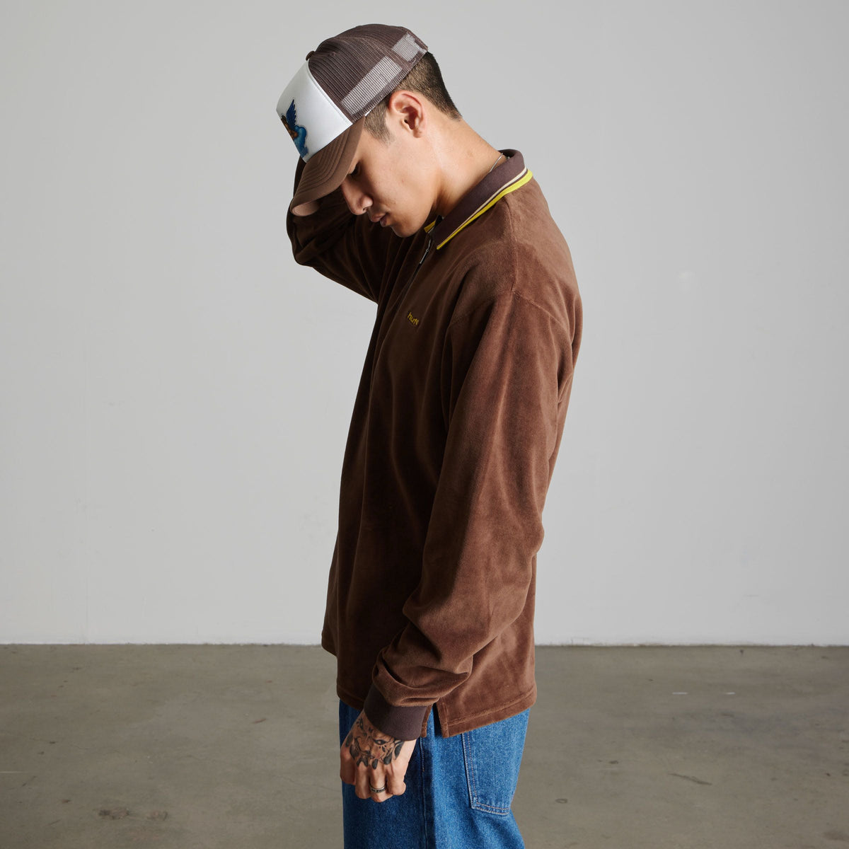 Parker Velour Long Sleeve Polo Shirt