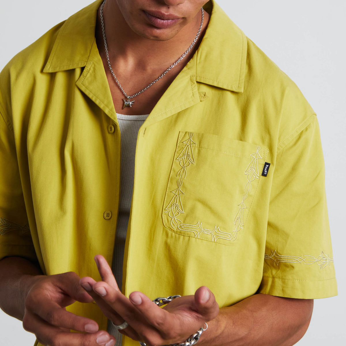 Pinstripe Embroidered Resort Shirt