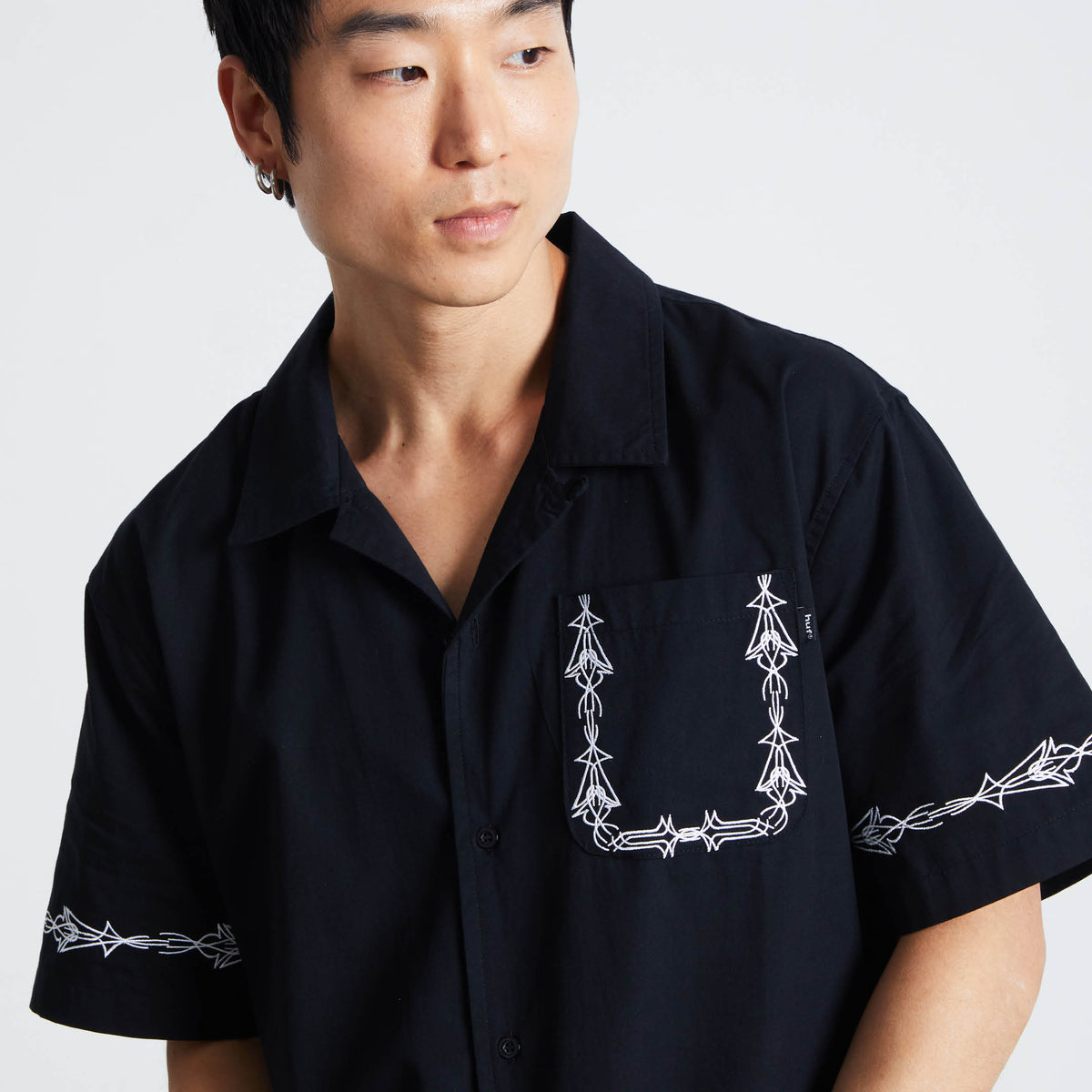 Pinstripe Embroidered Resort Shirt