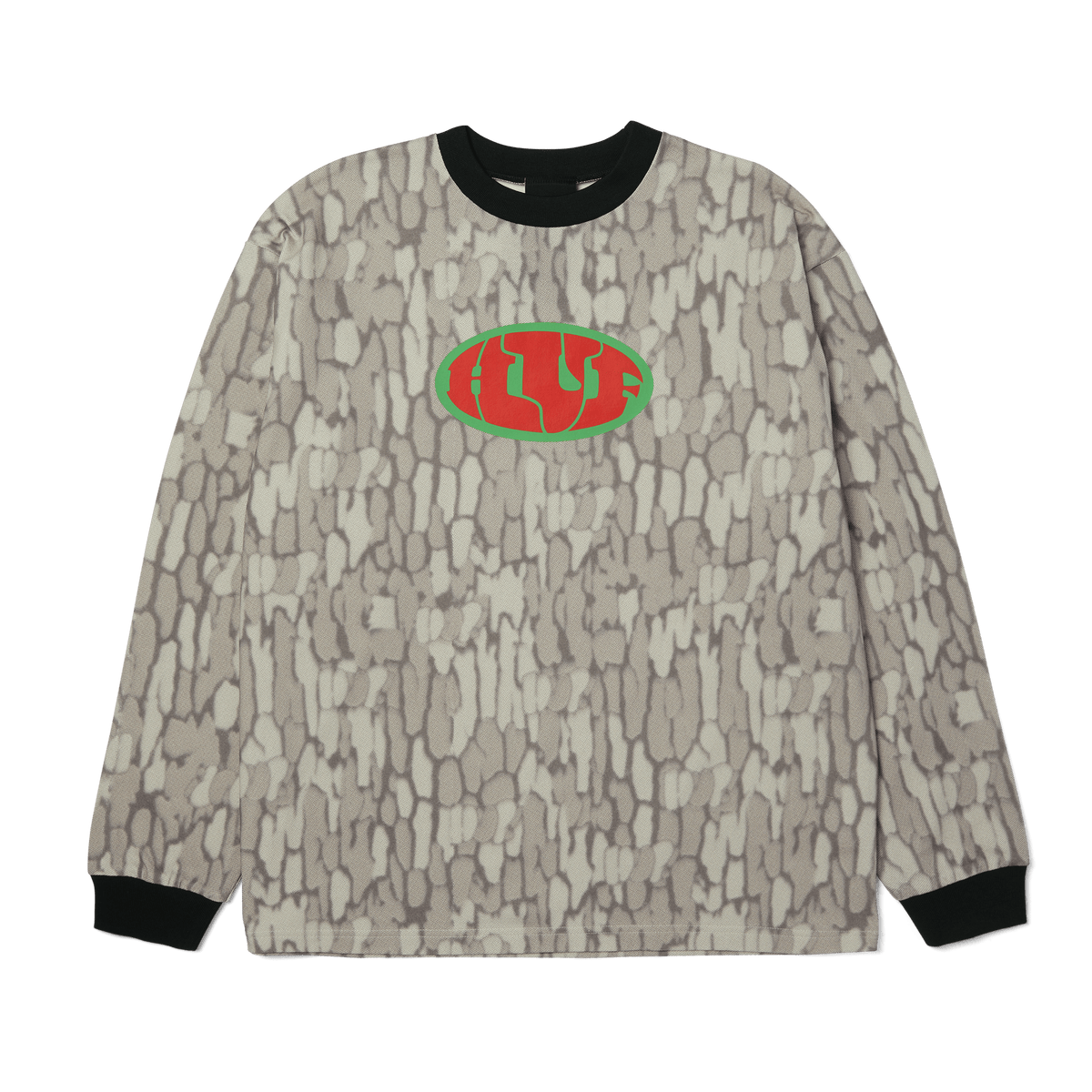 Warped Camo Long Sleeve T-Shirt Knit Top